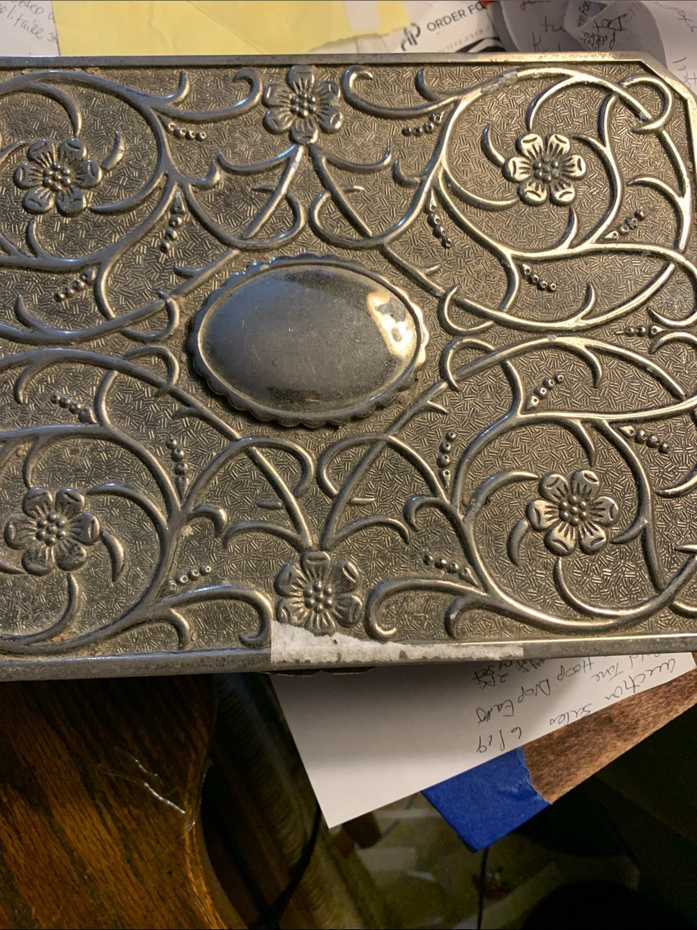 Vintage Godinger Silver Plated Ornate Floral Embossed Jewelry Box @Velvet Lined